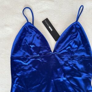 Fashion Nova Royal Blue Satin Chemise | XL